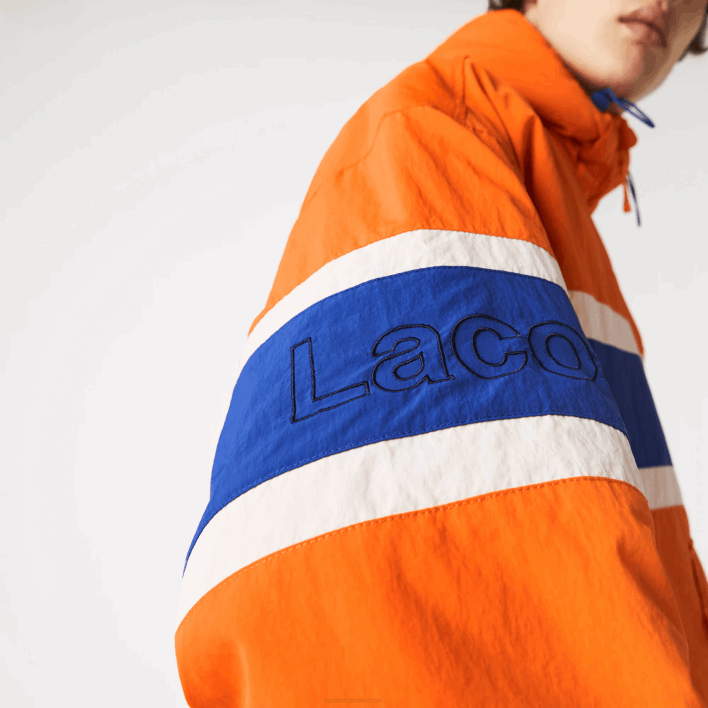 Lacoste L!VE Quilted Pullover Jacket 646T1300 Orange Blue Beige 0D8 Men