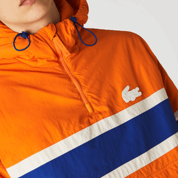 Lacoste L!VE Quilted Pullover Jacket 646T1300 Orange Blue Beige 0D8 Men