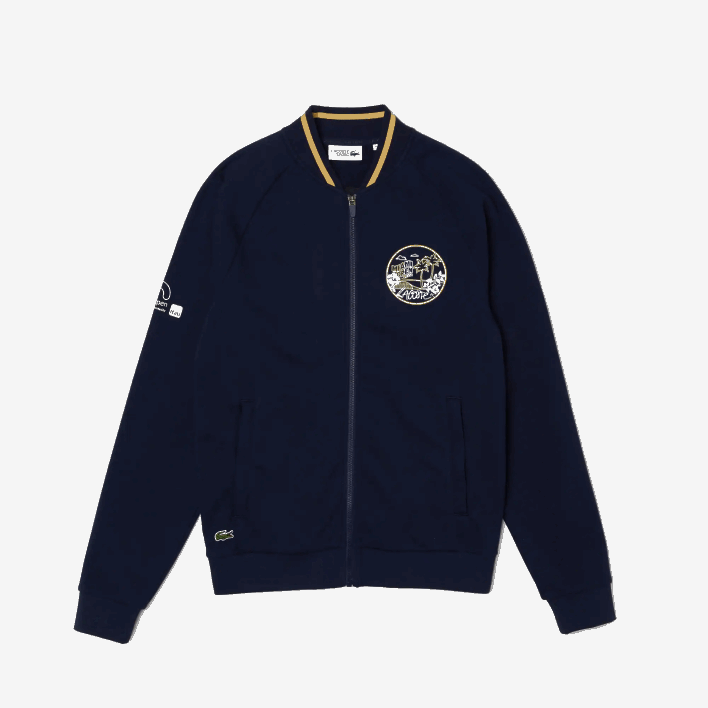 Lacoste Miami Open Croc Graphic Jacket 646T1173 Navy Blue Yellow 144 Men