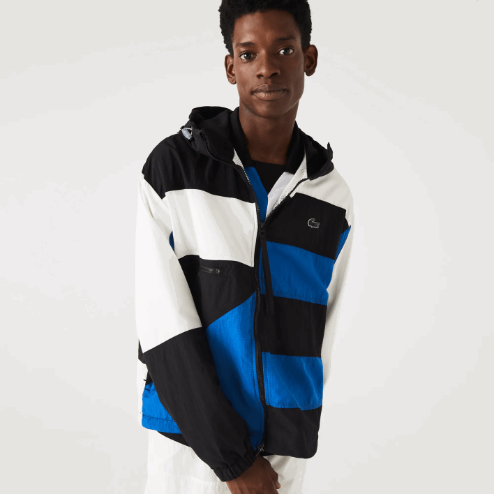 Lacoste Patchwork Effect Jacket 646T1248 Black Blue White SE1 Men