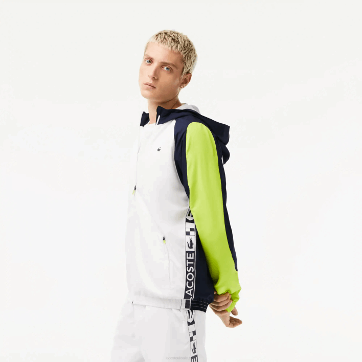Lacoste SPORT Color-Block Tennis Jacket 646T1274 White Navy Blue Yellow 6F5 Men