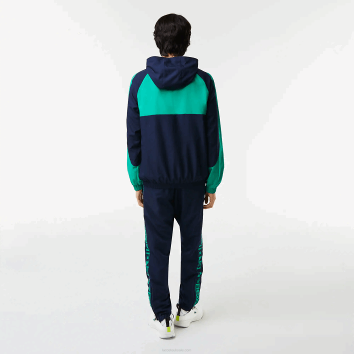 Lacoste SPORT Color-Block Tennis Jacket 646T1275 Navy Blue Green X1E Men
