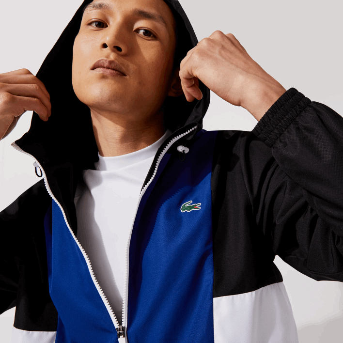 Lacoste SPORT Colorblock Light Zippered Jacket 646T1322 Blue Black White ALV Men