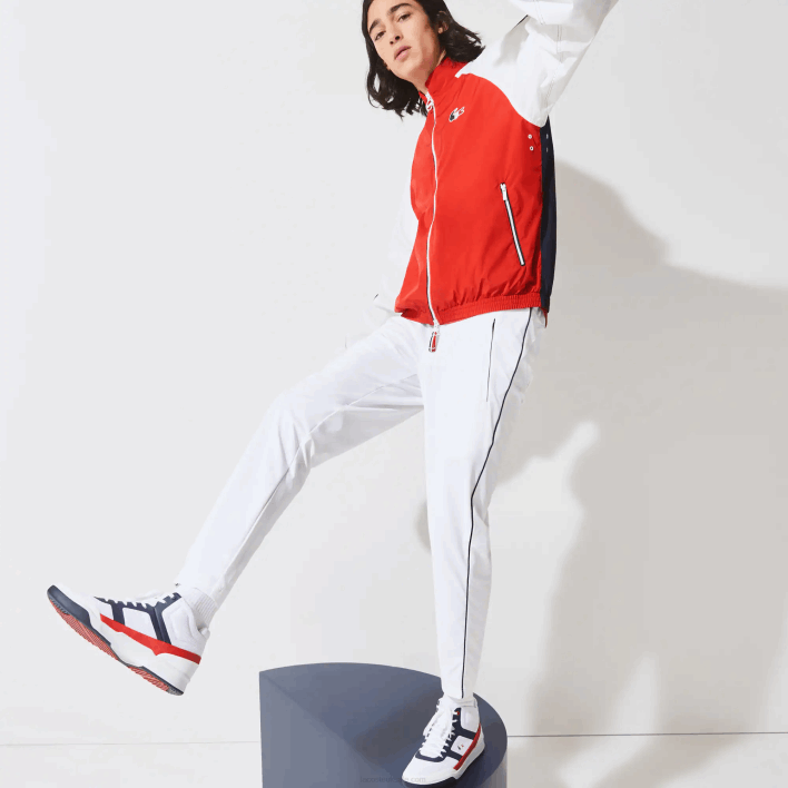 Lacoste SPORT French Sporting Spirit Edition Water-Resistant Zip Jacket 646T1287 Red White Navy Blue YY2 Men