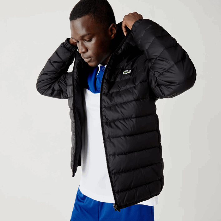 Lacoste SPORT Hooded Water-Resistant Quilted Jacket 646T1319 Black C31 Men