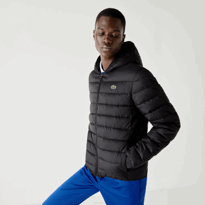 Lacoste SPORT Hooded Water-Resistant Quilted Jacket 646T1319 Black C31 Men
