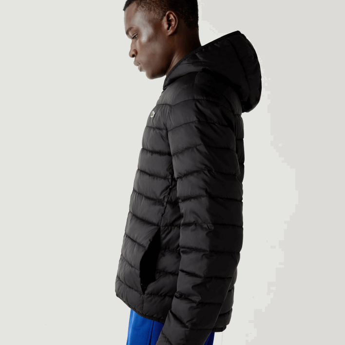 Lacoste SPORT Hooded Water-Resistant Quilted Jacket 646T1319 Black C31 Men