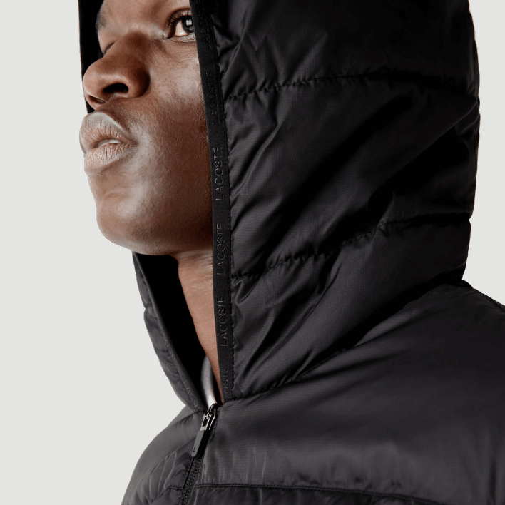 Lacoste SPORT Hooded Water-Resistant Quilted Jacket 646T1319 Black C31 Men