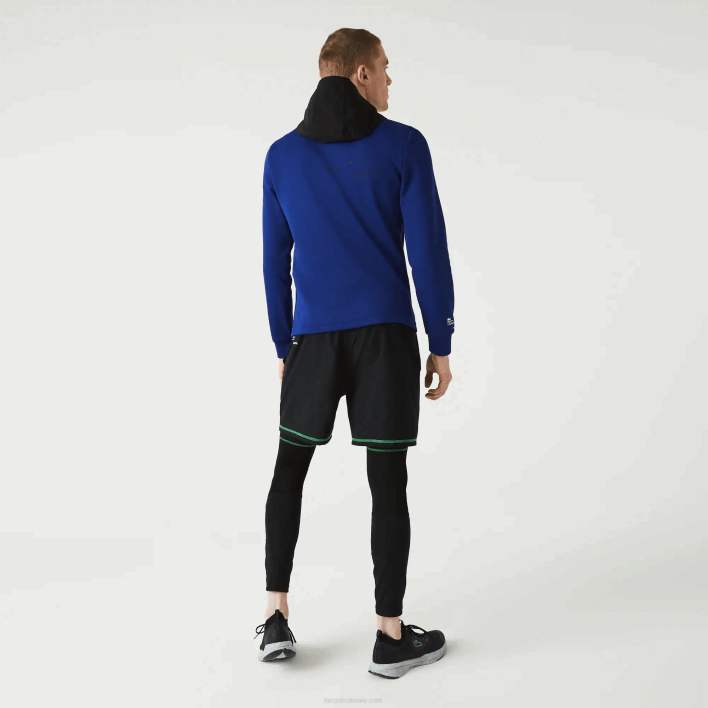 Lacoste SPORT Nylon Contrast Hood Pullover Jacket 646T1193 Blue Black White PWH Men