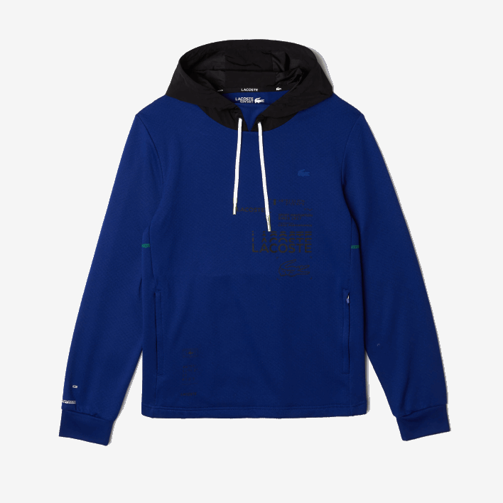 Lacoste SPORT Nylon Contrast Hood Pullover Jacket 646T1193 Blue Black White PWH Men