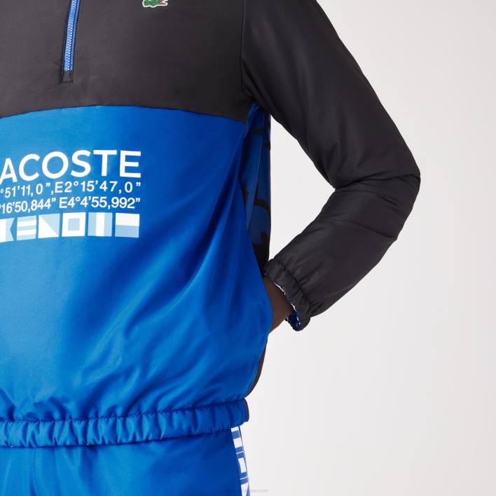 Lacoste SPORT Reversible Water-Repellent Tennis Jacket 646T1236 White Black Blue SBM Men