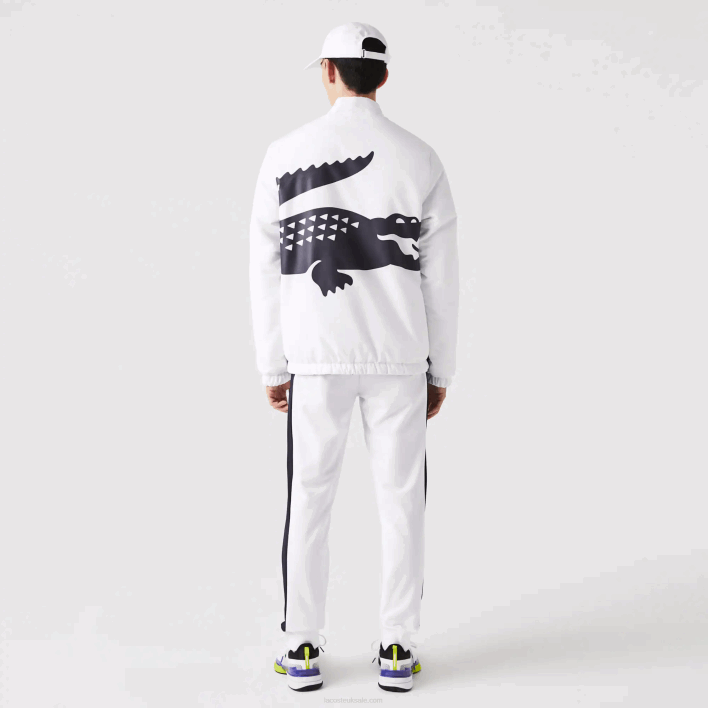 Lacoste SPORT Reversible Water-Repellent Tennis Jacket 646T1237 White Navy Blue 0L3 Men