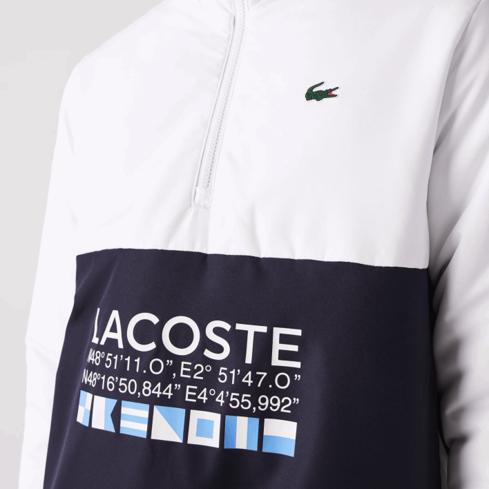 Lacoste SPORT Reversible Water-Repellent Tennis Jacket 646T1237 White Navy Blue 0L3 Men