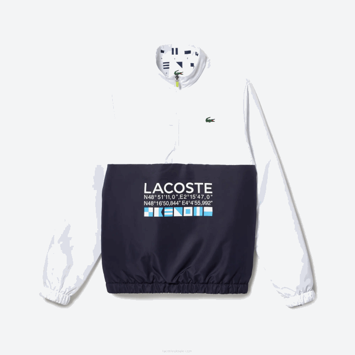 Lacoste SPORT Reversible Water-Repellent Tennis Jacket 646T1237 White Navy Blue 0L3 Men