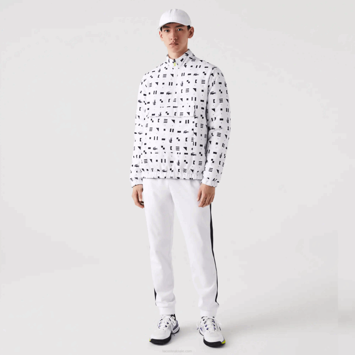 Lacoste SPORT Reversible Water-Repellent Tennis Jacket 646T1237 White Navy Blue 0L3 Men