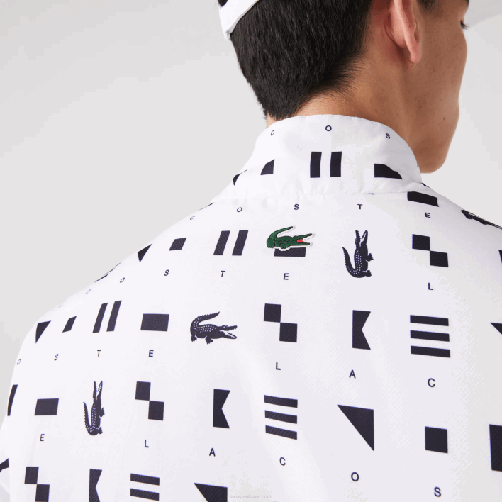 Lacoste SPORT Reversible Water-Repellent Tennis Jacket 646T1237 White Navy Blue 0L3 Men