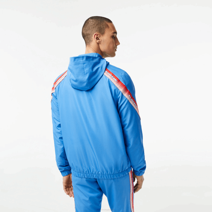 Lacoste Tennis Recycled Polyester Hooded Jacket 646T380 Blue White WXI Men