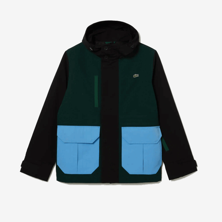 Lacoste Water-Repellent Colorblock Twill Jacket 646T1247 Black Blue Green NDN Men