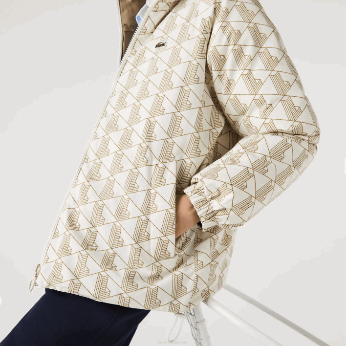 Lacoste Water-Repellent Reversible Jacket 646T1225 White Beige 7DX Men