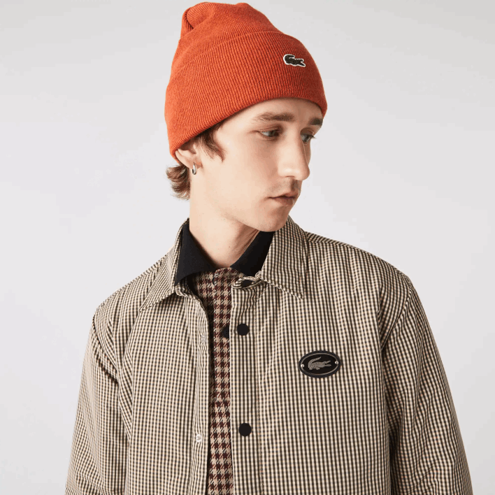 Lacoste Check Print Water-Repellent Overshirt 646T1549 Beige Navy Khaki Green 87E Men