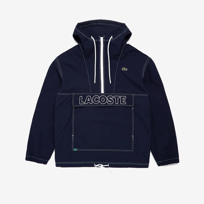Lacoste Heritage Water-Resistant Canvas Hooded Pullover Overshirt 646T1653 Navy Blue 166 Men