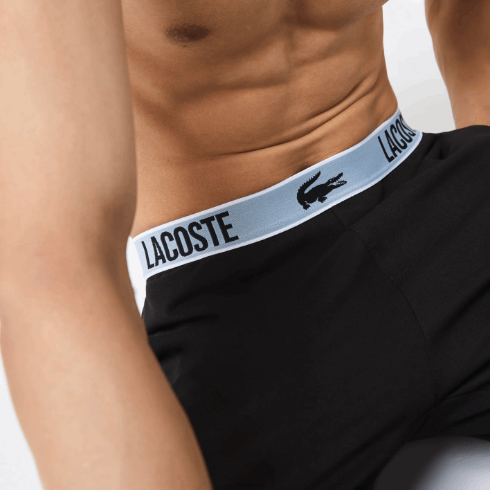 Lacoste Branded Waist Crocodile Print Pajama Pants 646T1523 Black 031 Men