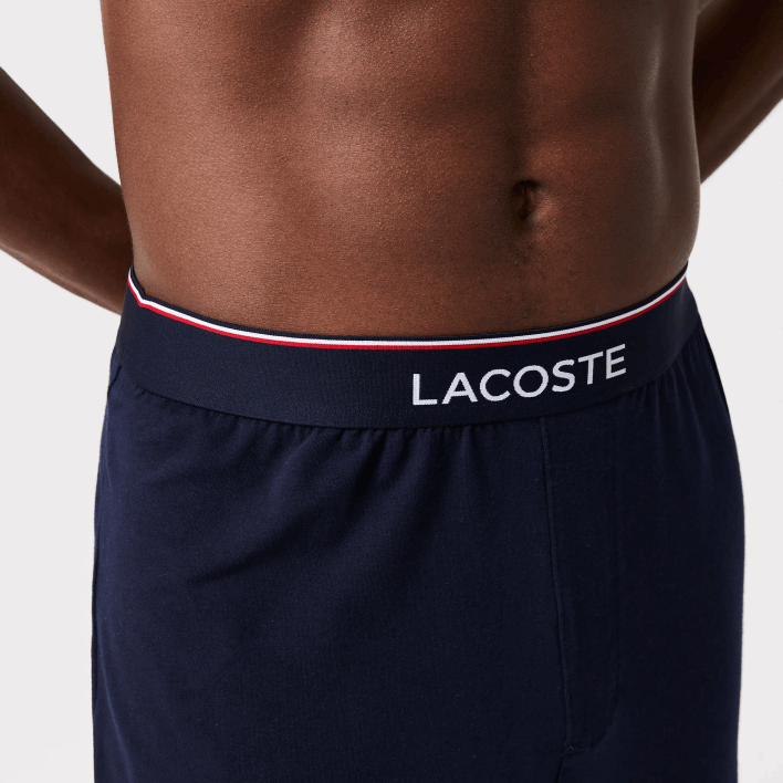 Lacoste Colorblock Stretch Cotton Long Pajamas Set 646T1510 Grey Chine Navy White Red 4TY Men