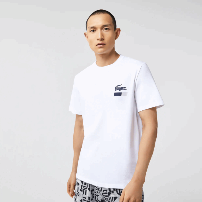 Lacoste Graphic Print Pajamas 646T1511 White Navy Blue Grey Chine 40S Men