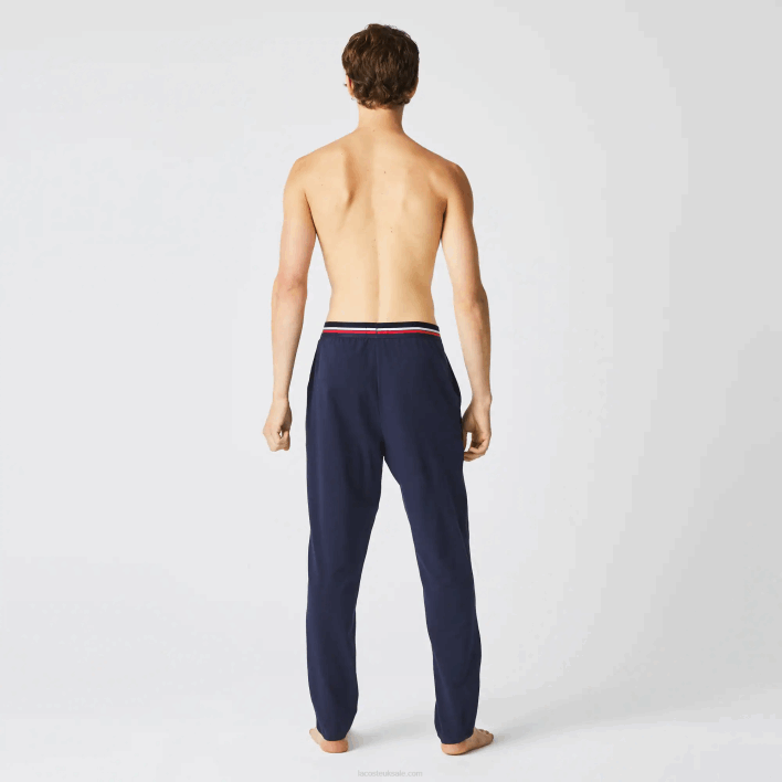 Lacoste Jersey Three-Tone Waistband Pajama Pants 646T1402 Navy Blue 166 Men