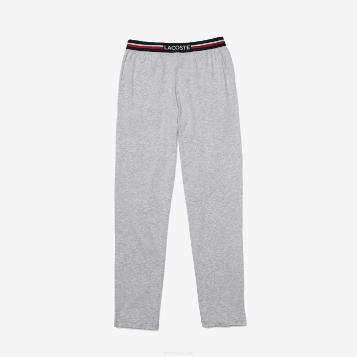 Lacoste Jersey Three-Tone Waistband Pajama Pants 646T1403 Grey Chine CCA Men