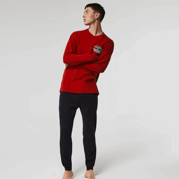 Lacoste Long Stretch Cotton Pyjamas Set 646T1639 Red Navy Blue RX1 Men