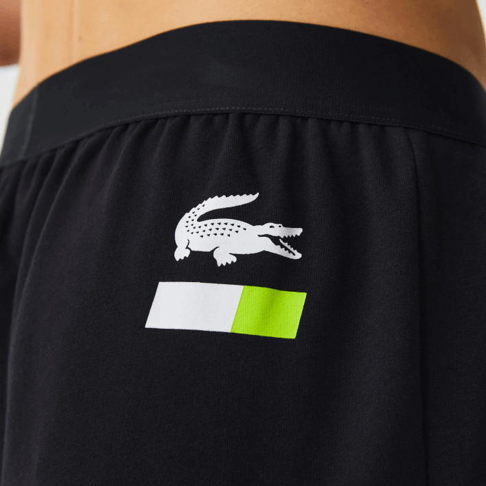 Lacoste Oversized Logo Fleece Pajama Pants 646T1566 Dark Grey White Yellow P44 Men