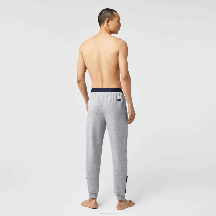 Lacoste Oversized Logo Fleece Pajama Pants 646T1567 Grey Chine White Navy Blue TYA Men