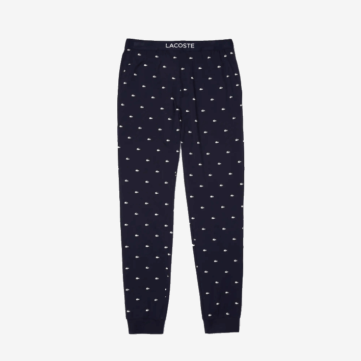 Lacoste Printed Jersey Pajama Pants 646T1385 Navy Blue White 525 Men