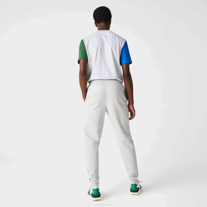 Lacoste Colorblock Cotton Fleece Blend Jogging Pants 646T1179 Grey Chine Blue Green HKB Men