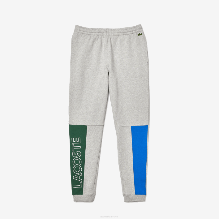 Lacoste Colorblock Cotton Fleece Blend Jogging Pants 646T1179 Grey Chine Blue Green HKB Men