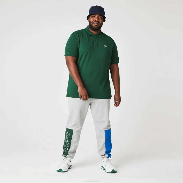 Lacoste Colorblock Cotton Fleece Blend Jogging Pants 646T1179 Grey Chine Blue Green HKB Men