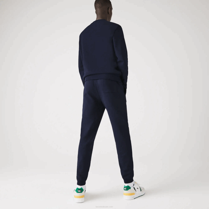 Lacoste Crocodile Branding Cotton Fleece Jogging Pants 646T1095 Navy Blue 166 Men