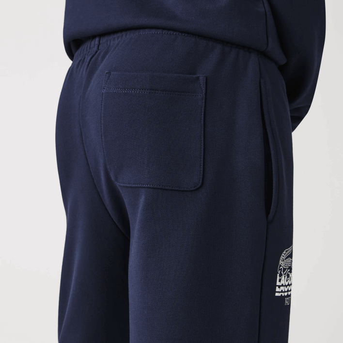 Lacoste Crocodile Branding Cotton Fleece Jogging Pants 646T1095 Navy Blue 166 Men