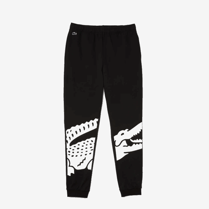 Lacoste Crocodile Design Cotton Fleece Blend Indoor Pants 646T1469 Black White 258 Men