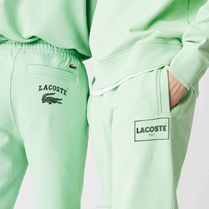 Lacoste LIVE Heritage Print Cotton Fleece Jogging Pants 646T1136 Green HEE Men