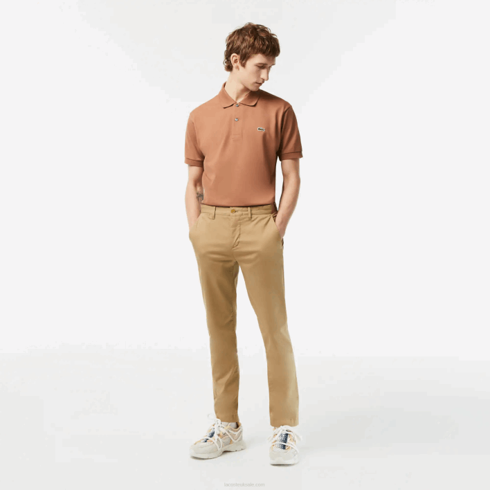 Lacoste New Classic Slim Fit Stretch Cotton Pants 646T476 Beige CB8 Men
