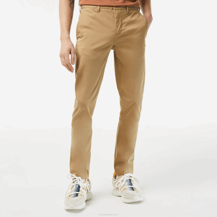 Lacoste New Classic Slim Fit Stretch Cotton Pants 646T476 Beige CB8 Men