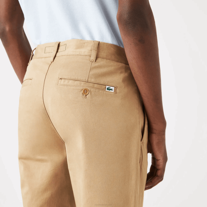Lacoste New Classic Slim Fit Stretch Cotton Pants 646T479 Beige 02S Men