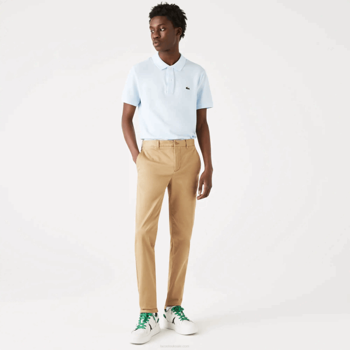 Lacoste New Classic Slim Fit Stretch Cotton Pants 646T479 Beige 02S Men