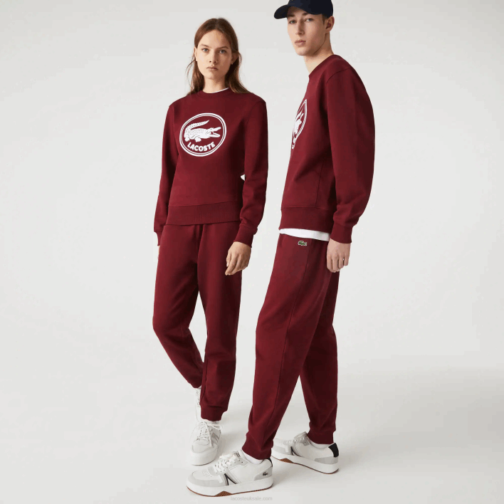 Lacoste Organic Cotton Fleece Jogging Pants 646T1207 Bordeaux Z7F Men