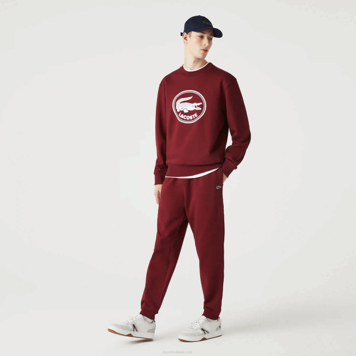 Lacoste Organic Cotton Fleece Jogging Pants 646T1207 Bordeaux Z7F Men