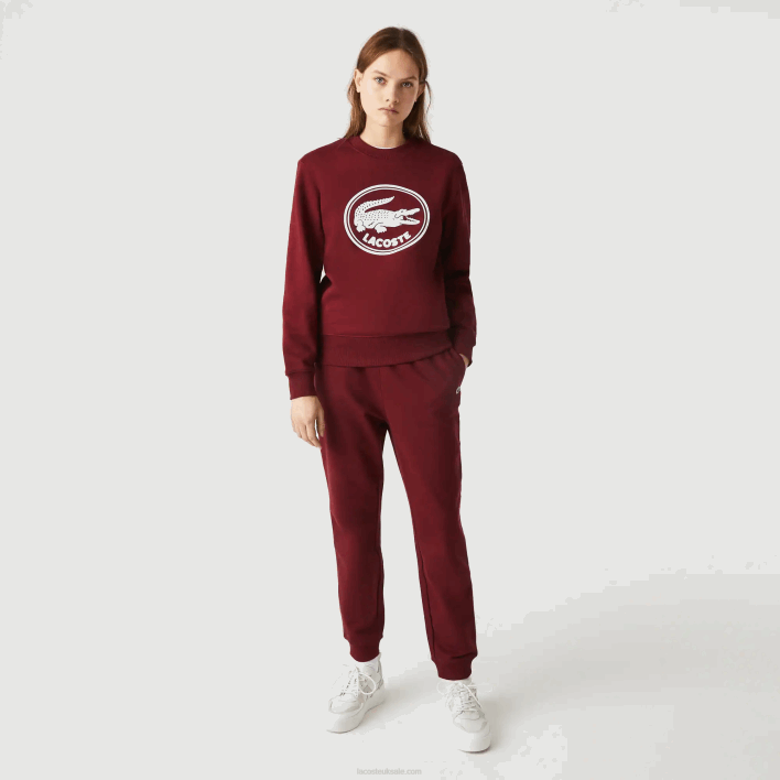 Lacoste Organic Cotton Fleece Jogging Pants 646T1207 Bordeaux Z7F Men