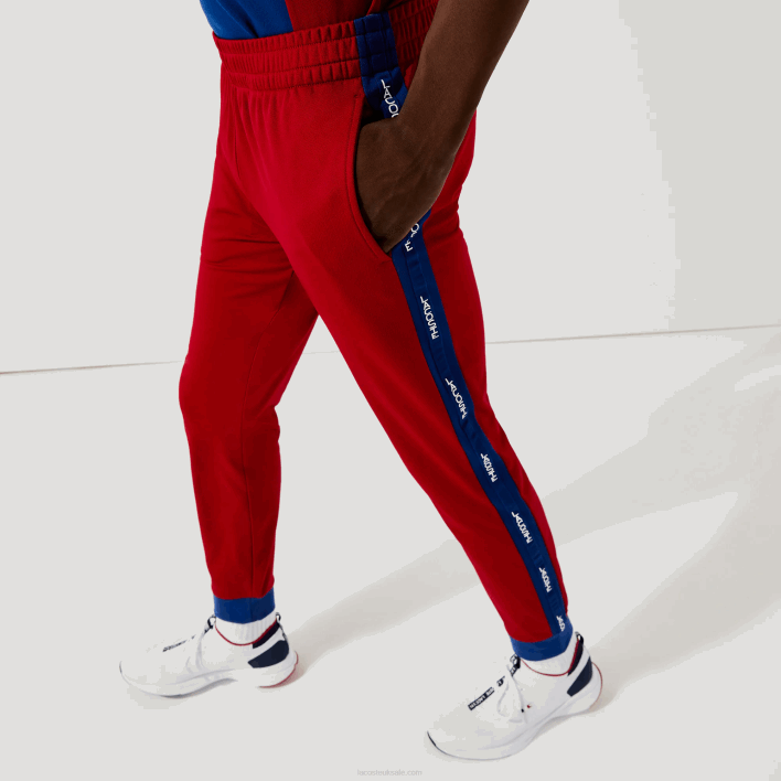 Lacoste SPORT Pique Jogging Pants 646T1142 Red Blue White ZT4 Men