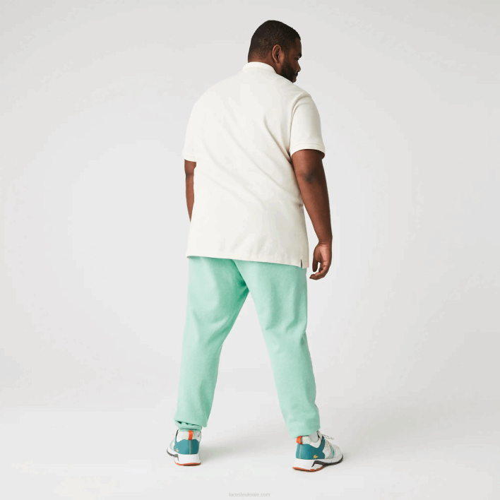 Lacoste Signature And Crocodile Print Cotton Fleece Jogging Pants 646T1066 Green HCV Men